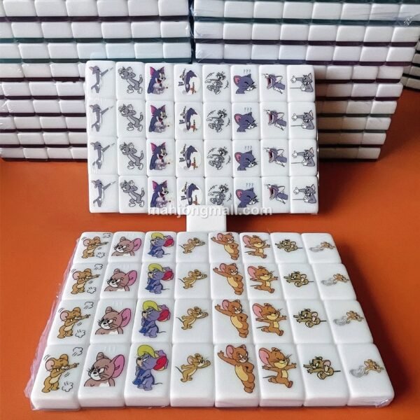 (Tom and Jerry) XL Seaside Escape Mahjong Tiles Game Customized Set, Tiktok Viral ASMR Funny Game For Any Age Two Players Puzzle Board Party Game Gift