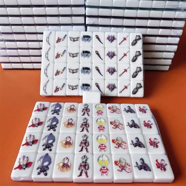 (Ultraman) XL Seaside Escape Mahjong Tiles Game Customized Set, Tiktok Viral ASMR Funny Game For Any Age Two Players Puzzle Board Party Game Gifts