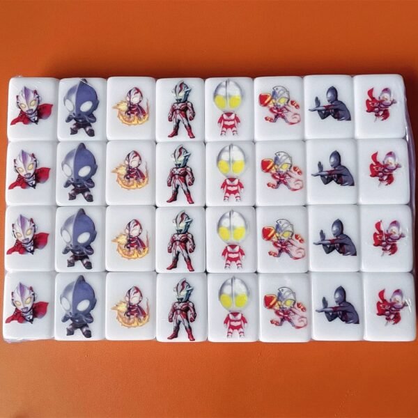 (Ultraman) XL Seaside Escape Mahjong Tiles Game Customized Set, Tiktok Viral ASMR Funny Game For Any Age Two Players Puzzle Board Party Game Gifts