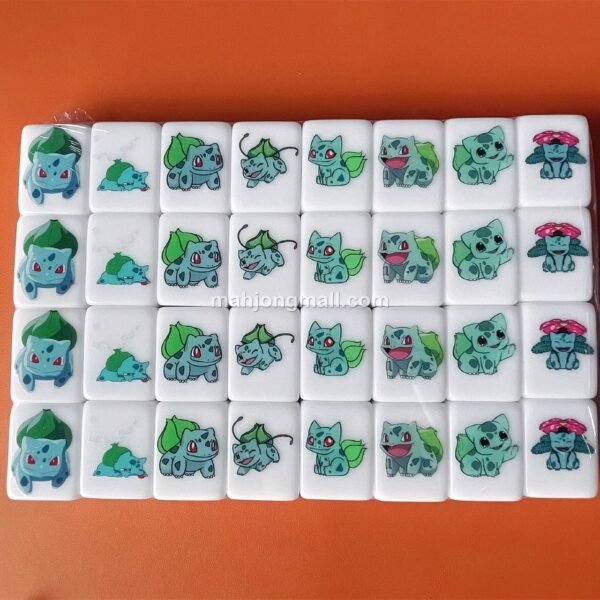 (Pokemon Bulbasaur) XL Seaside Escape Mahjong Tiles Game Customized Set, Tiktok Viral ASMR Funny Game For Any Age Two Players Puzzle Board Party Game Gift