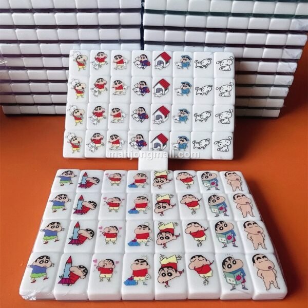 (Crayon shin-chan) XL Seaside Escape Mahjong Tiles Game Customized Set, Tiktok Viral ASMR Funny Game For Any Age Two Players Puzzle Board Party Game Gift