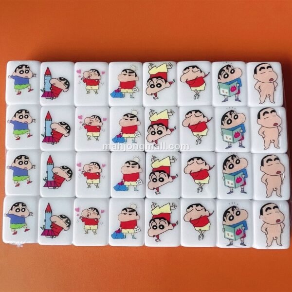 (Crayon shin-chan) XL Seaside Escape Mahjong Tiles Game Customized Set, Tiktok Viral ASMR Funny Game For Any Age Two Players Puzzle Board Party Game Gift