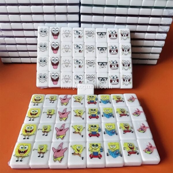 (Sponge Bob2) XL Seaside Escape Mahjong Tiles Game Customized Set, Tiktok Viral ASMR Funny Game For Any Age Two Players Puzzle Board Party Game Gift