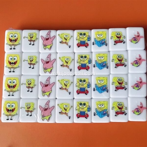 (Sponge Bob2) XL Seaside Escape Mahjong Tiles Game Customized Set, Tiktok Viral ASMR Funny Game For Any Age Two Players Puzzle Board Party Game Gift