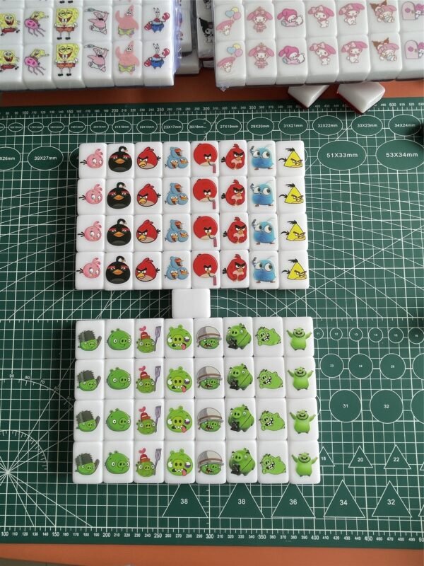 (Angry Birds) XL Seaside Escape Mahjong Tiles Game Customized Set, Tiktok Viral ASMR Funny Game For Any Age Two Players Puzzle Board Party Game Gift