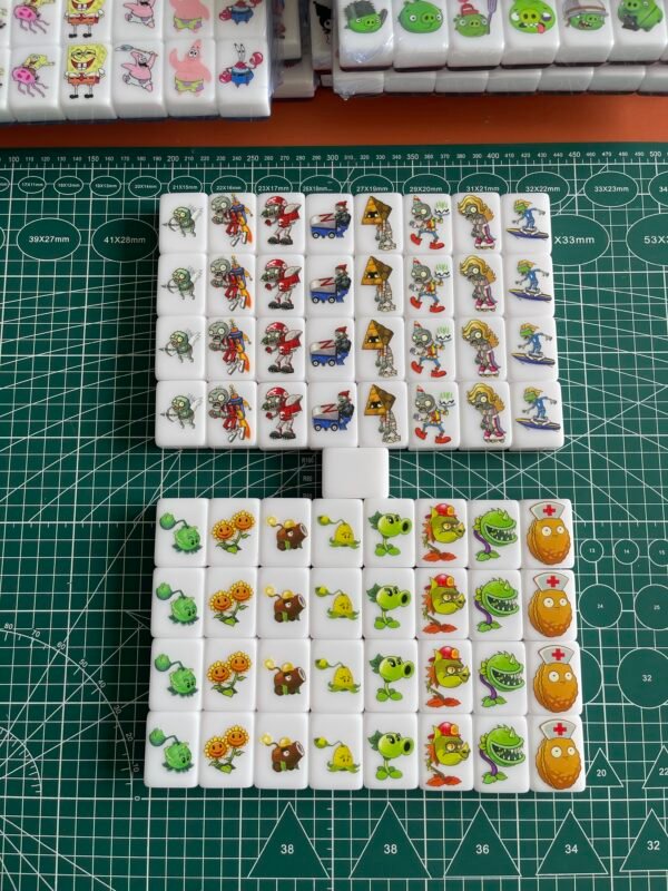 (Plants vs Zombies) XL Seaside Escape Mahjong Tiles Game Customized Set, Tiktok Viral ASMR Funny Game For Any Age Two Players Puzzle Board Party Game Gift