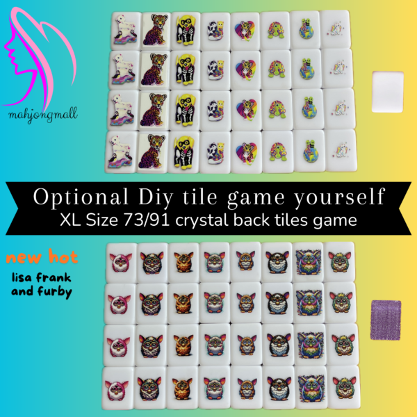 (lisa frank vs furby) XL Seaside Escape Mahjong Tiles Game Customized Set, Tiktok Viral ASMR Funny Game For Any Age Two Players Puzzle Board Party Game Gift