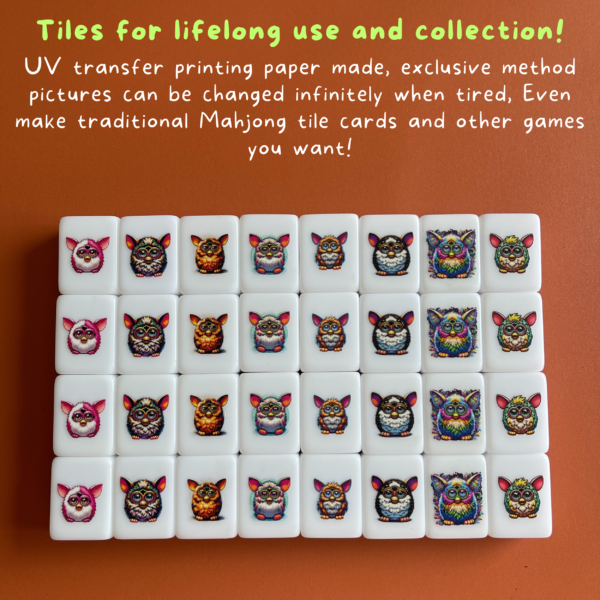 (lisa frank vs furby) XL Seaside Escape Mahjong Tiles Game Customized Set, Tiktok Viral ASMR Funny Game For Any Age Two Players Puzzle Board Party Game Gift
