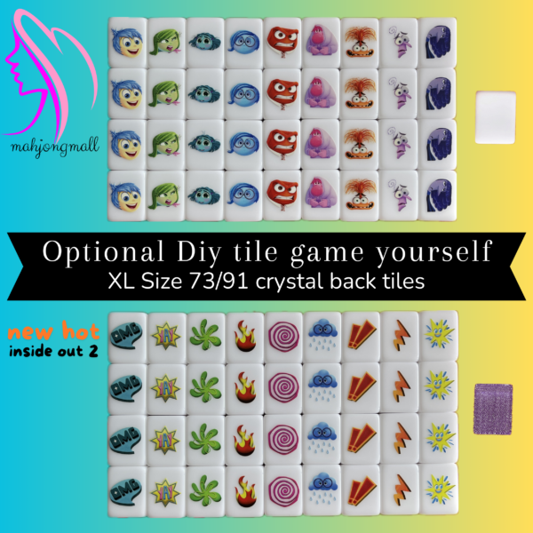 (inside out2) XL Seaside Escape Mahjong Tiles Game Customized Set, Tiktok Viral ASMR Funny Game For Any Age Two Players Puzzle Board Party Game Gift