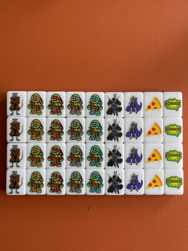 (Friends Series 3 vs Ninja turtles) XL Seaside Escape Mahjong Tiles Game Customized Set, Tiktok Viral ASMR Funny Game For Any Age Two Players Puzzle Board Party Game Gifts