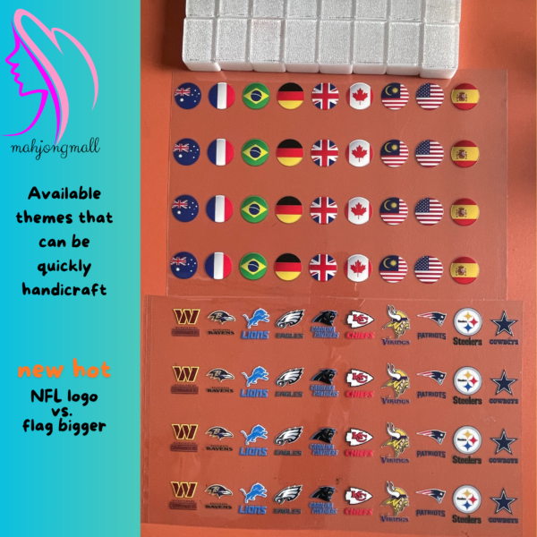 (NFL logo vs Flag bigger) XL Seaside Escape Mahjong Tiles Game Customized Set, Tiktok Viral ASMR Funny Game For Any Age Two Players Puzzle Board Party Game Gifts