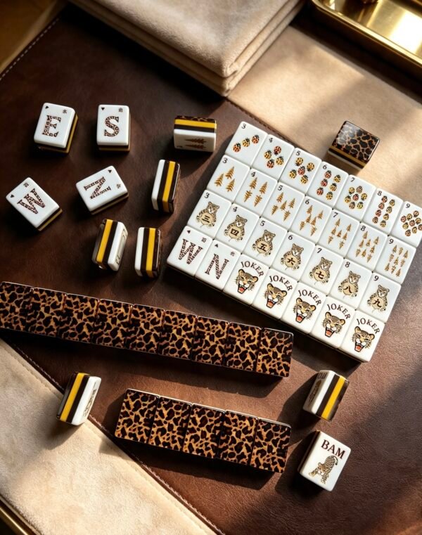 05_leopard-american-mahjong-set Luxury Leopard American Mahjong Set, 1.2'' 160 Engraved Tiles, Black Gold Mahjong Gift