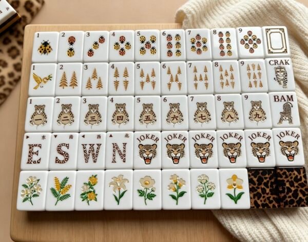 06_leopard-american-mahjong-set Luxury Leopard American Mahjong Set, 1.2'' 160 Engraved Tiles, Black Gold Mahjong Gift