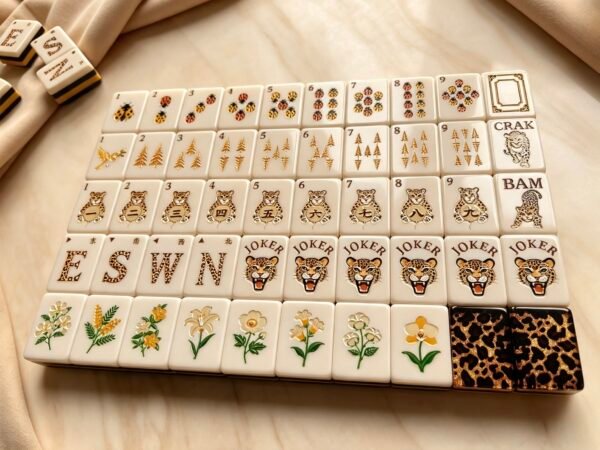 14_leopard-american-mahjong-set Luxury Leopard American Mahjong Set, 1.2'' 160 Engraved Tiles, Black Gold Mahjong Gift