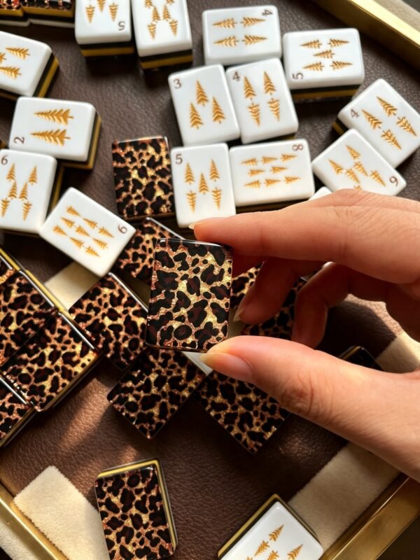 15_leopard-american-mahjong-set Luxury Leopard American Mahjong Set, 1.2'' 160 Engraved Tiles, Black Gold Mahjong Gift