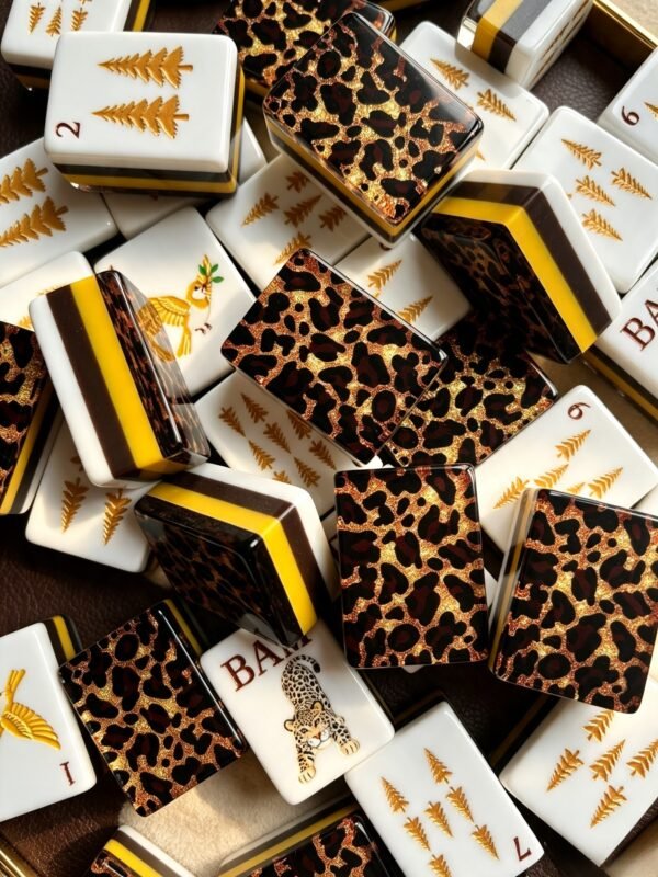 16_leopard-american-mahjong-set Luxury Leopard American Mahjong Set, 1.2'' 160 Engraved Tiles, Black Gold Mahjong Gift